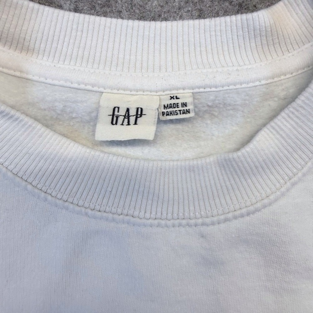 Gap Crewneck Sweatshirt XL Cream White Embroidered Logo Preppy Retro VTG Style - Picture 4 of 6
